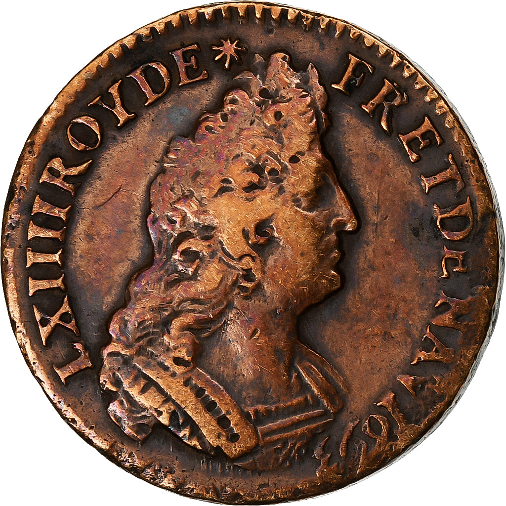 Francia, Louis XIV, Liard de France, 1693, Paris, Rame, BB, Gadoury:81, KM:284.1