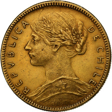 Chile, 20 Pesos, 1896, Santiago, Gold, AU(50-53), KM:158