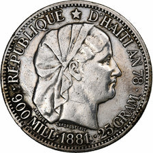 Haiti, Gourde, 1881, Silver, EF(40-45), KM:46