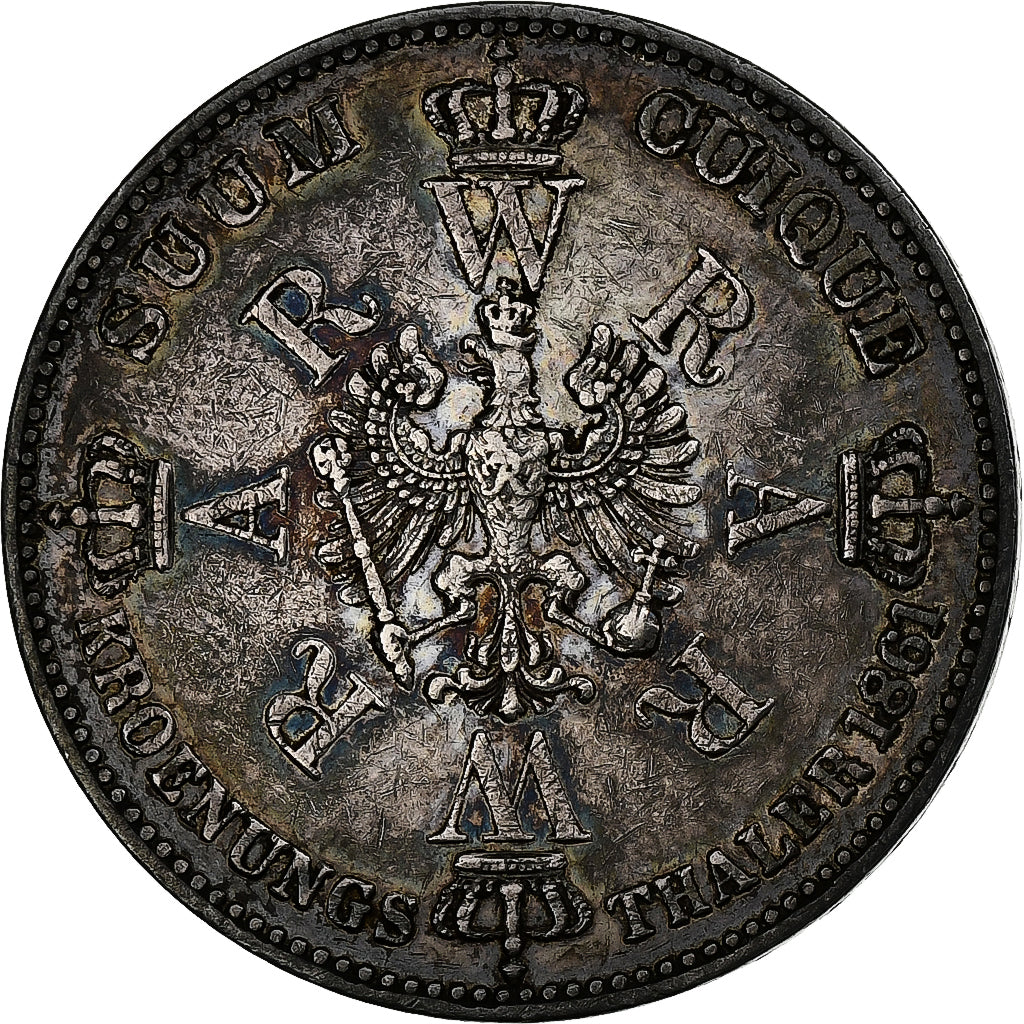 German States, PRUSSIA, Wilhelm I, Thaler, 1861, Berlin, Silver, EF(40-45)