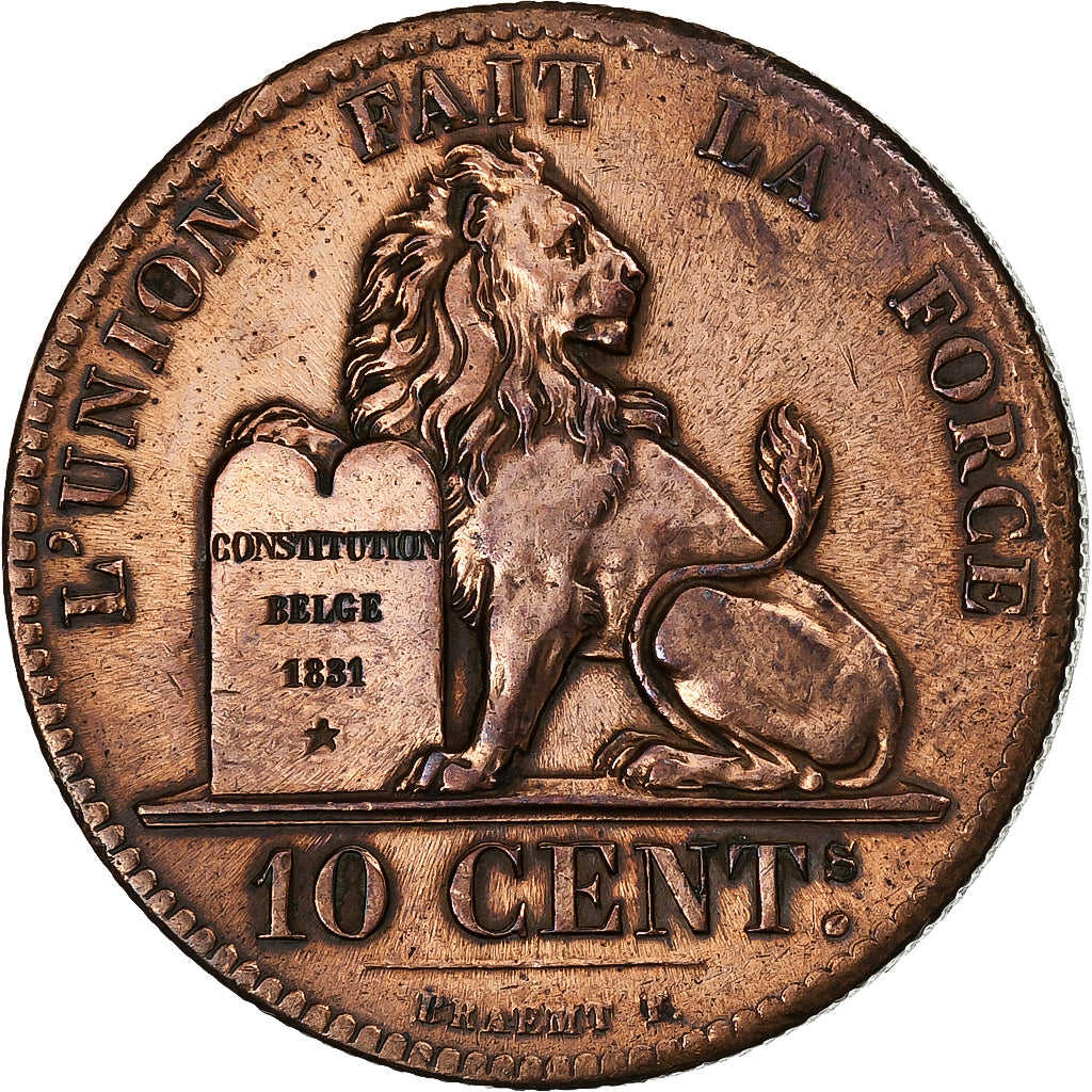 Belgium, Leopold I, 10 Centimes, 1832, Copper, EF(40-45), KM:2.1