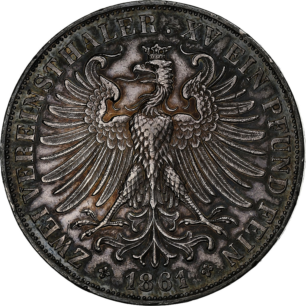 German States, FRANKFURT AM MAIN, 2 Thaler, 3-1/2 Gulden, 1861, Frankfurt