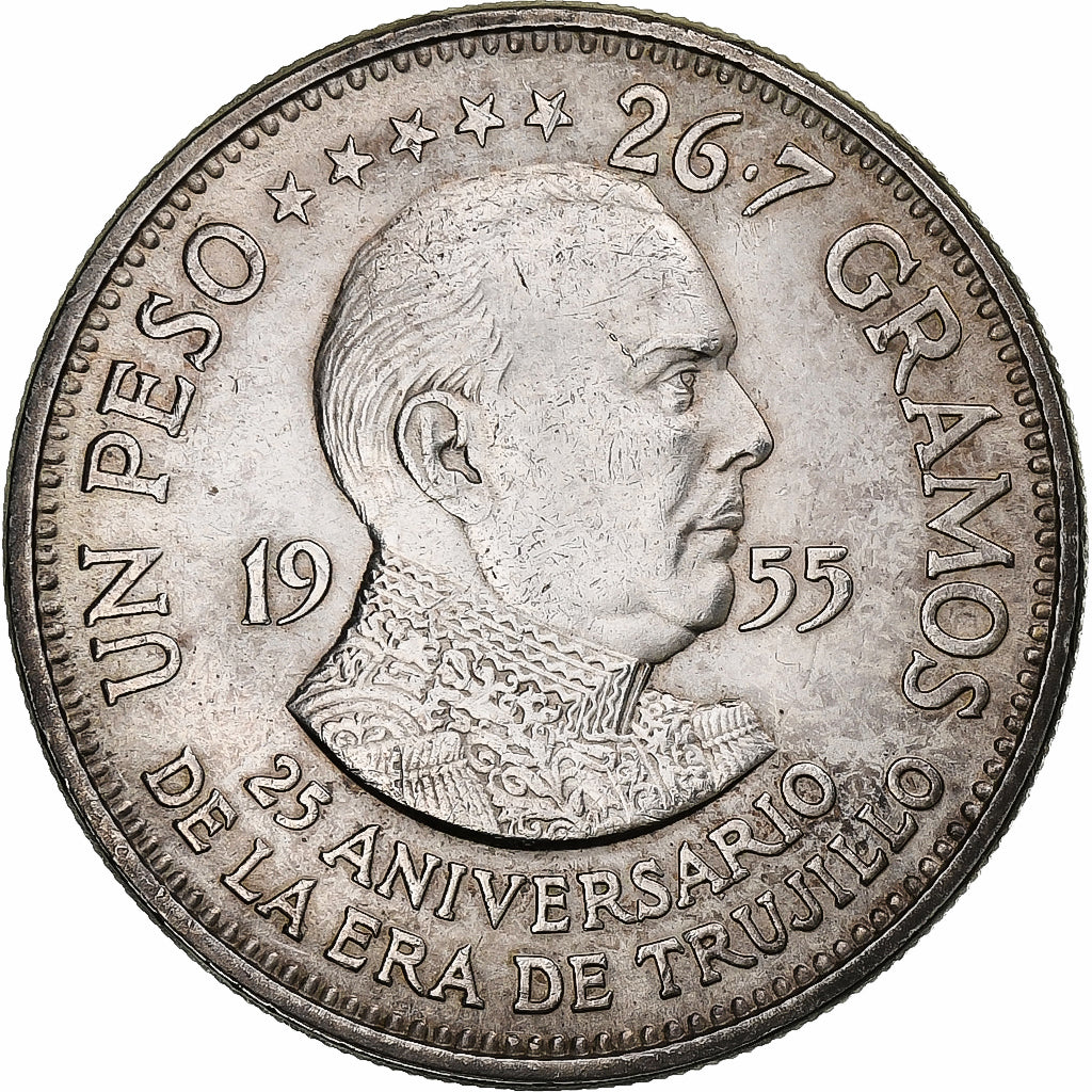 République Dominicaine, Peso, 1955, Philadelphie, Argent, TTB+, KM:23
