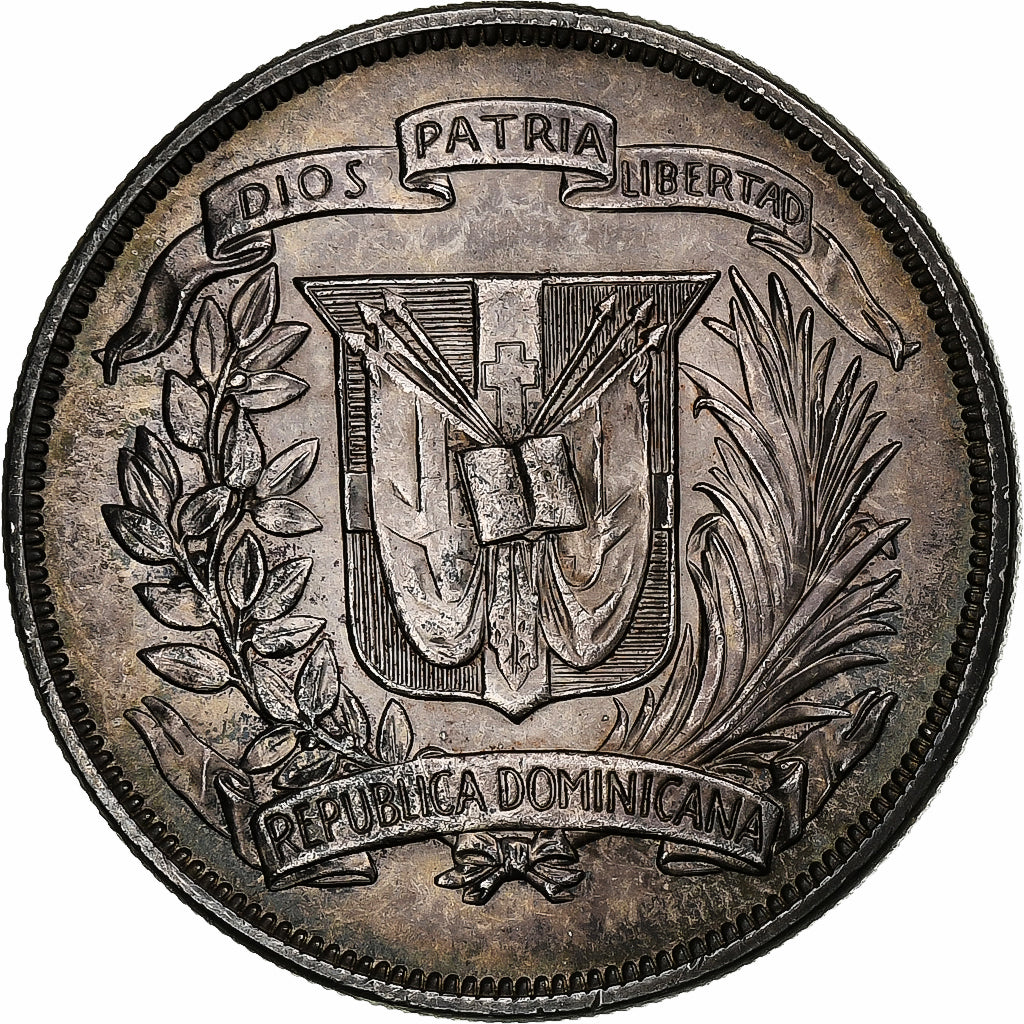 République Dominicaine, Peso, 1955, Philadelphie, Argent, TTB+, KM:23