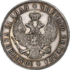 Russia, Nicholas I, Rouble, 1844, Warsaw, Silver, AU(55-58), KM:168.2