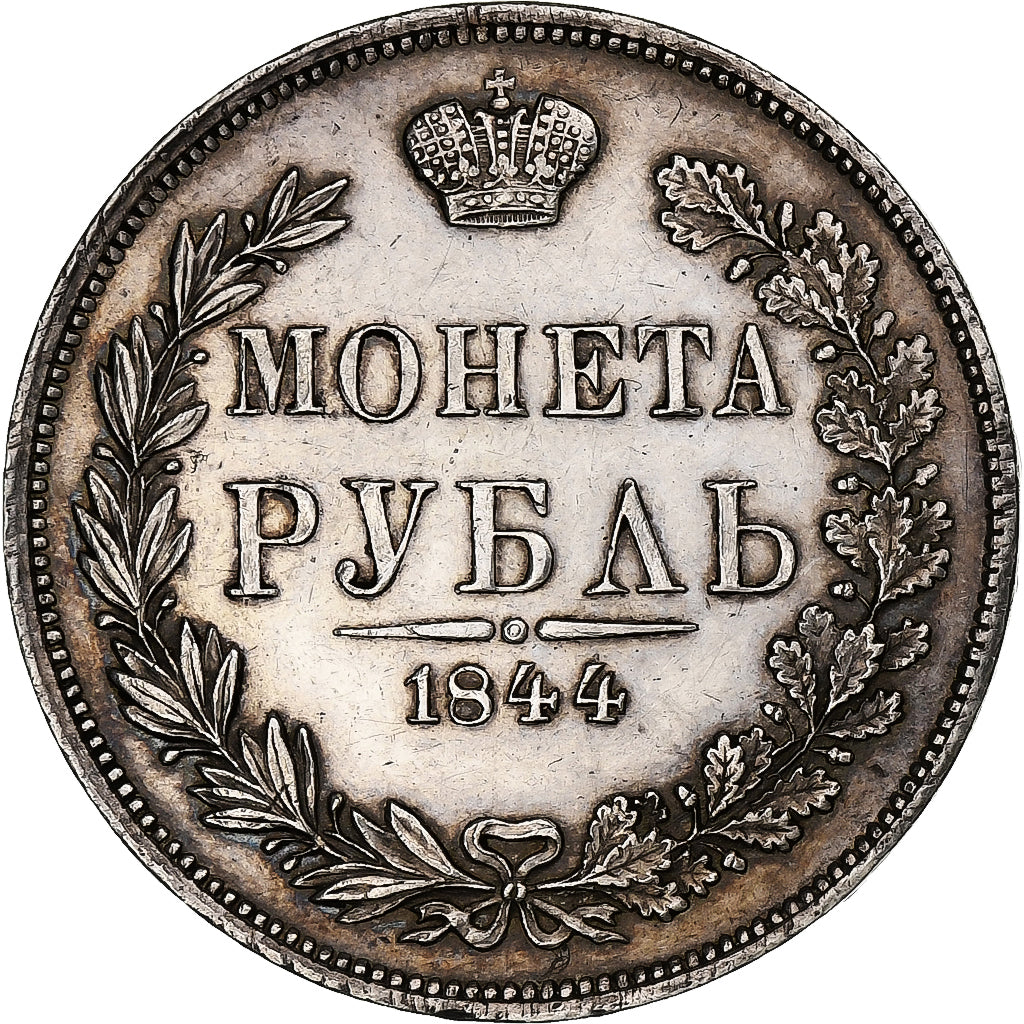 Russia, Nicholas I, Rouble, 1844, Warsaw, Silver, AU(55-58), KM:168.2