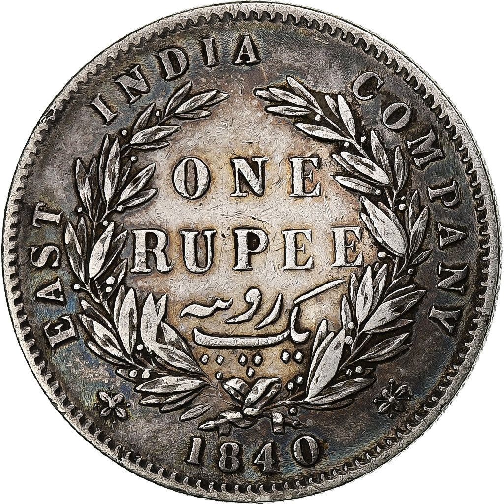 INDIA-BRITISH, Victoria, Rupee, 1840, Calcutta, Silver, VF(30-35), KM:457.1