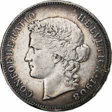 Svizzera, 5 Francs, 1908, Bern, Argento, MB+, KM:34