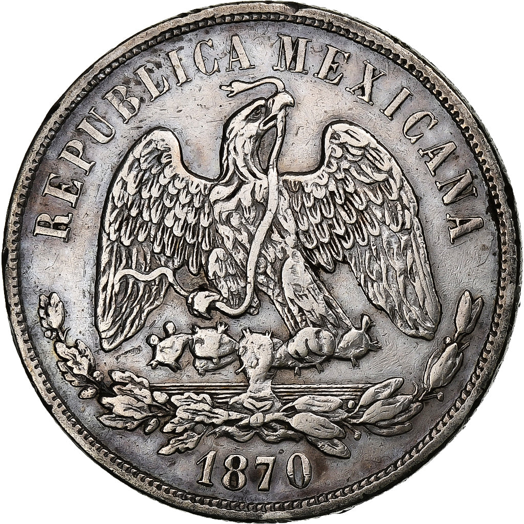 México, Peso, 1870, Mexico City, Plata, MBC, KM:408.5