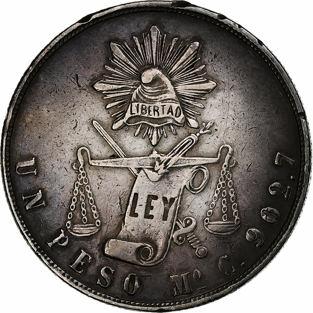 México, Peso, 1870, Mexico City, Plata, MBC, KM:408.5