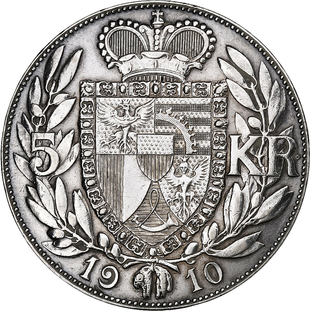 Liechtenstein, Prince John II, 5 Kronen, 1910, Silver, EF(40-45), KM:4