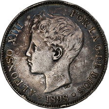 Spain, Alfonso XIII, 5 Pesetas, 1898, Valencia, Silver, EF(40-45), KM:707