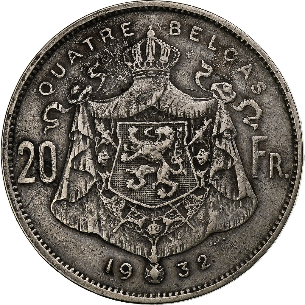 Belgium, Albert I, 20 Francs, 20 Frank, 1932, Nickel, VF(30-35), KM:101.1