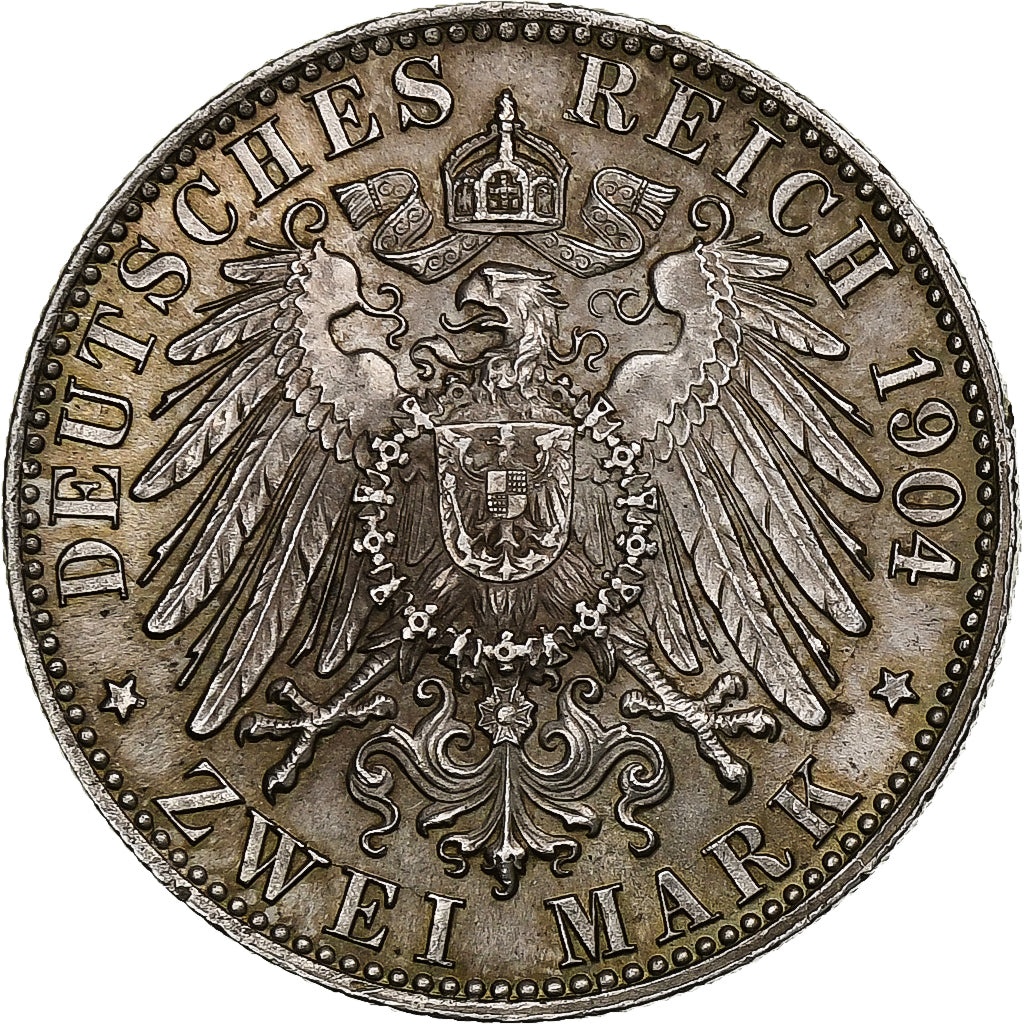 German States, BREMEN, 2 Mark, 1904, Hamburg, Silver, AU(50-53), KM:250