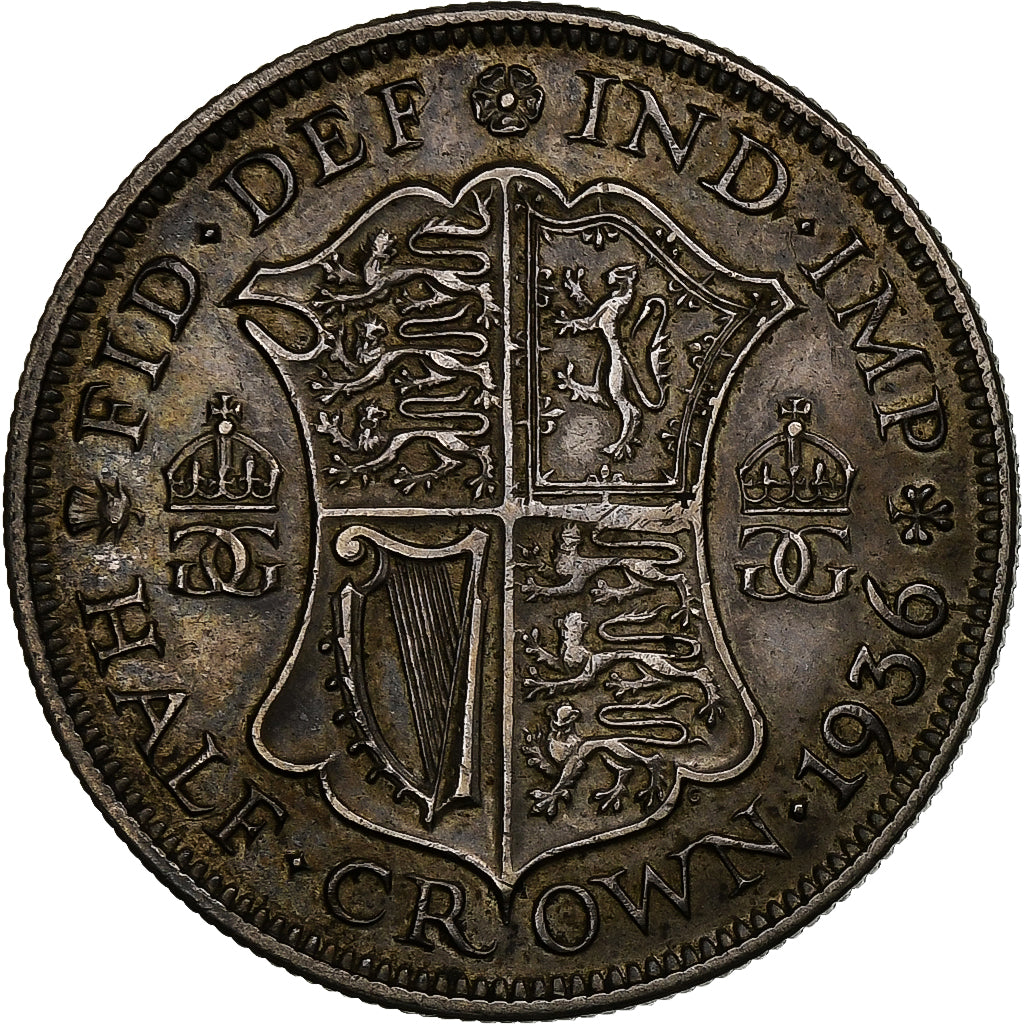 Grande-Bretagne, George V, 1/2 Crown, 1936, Argent, TTB+, KM:835