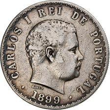 Portugal, Carlos I, 500 Reis, 1899, Plata, BC+, KM:535