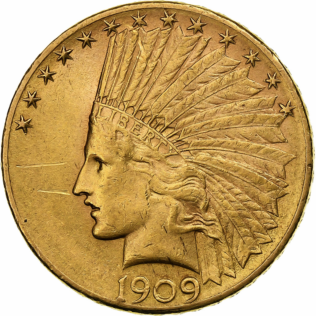 Estados Unidos da América, 10 Dollars, Indian Head, 1909, Denver, Dourado