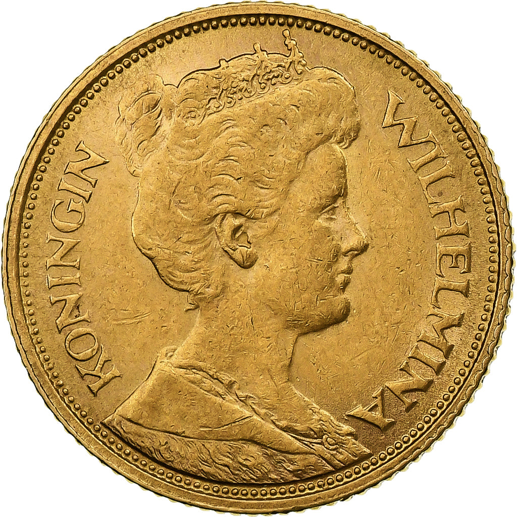 Netherlands, Wilhelmina I, 5 Gulden, 1912, Gold, EF(40-45), KM:151