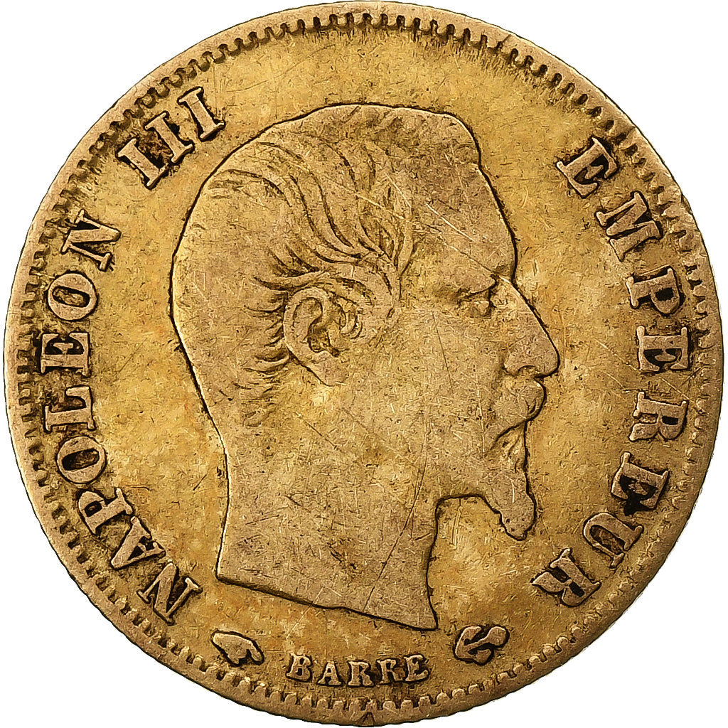 França, Napoleon III, 5 Francs, 1860, Paris, Dourado, VF(30-35), Gadoury:1001