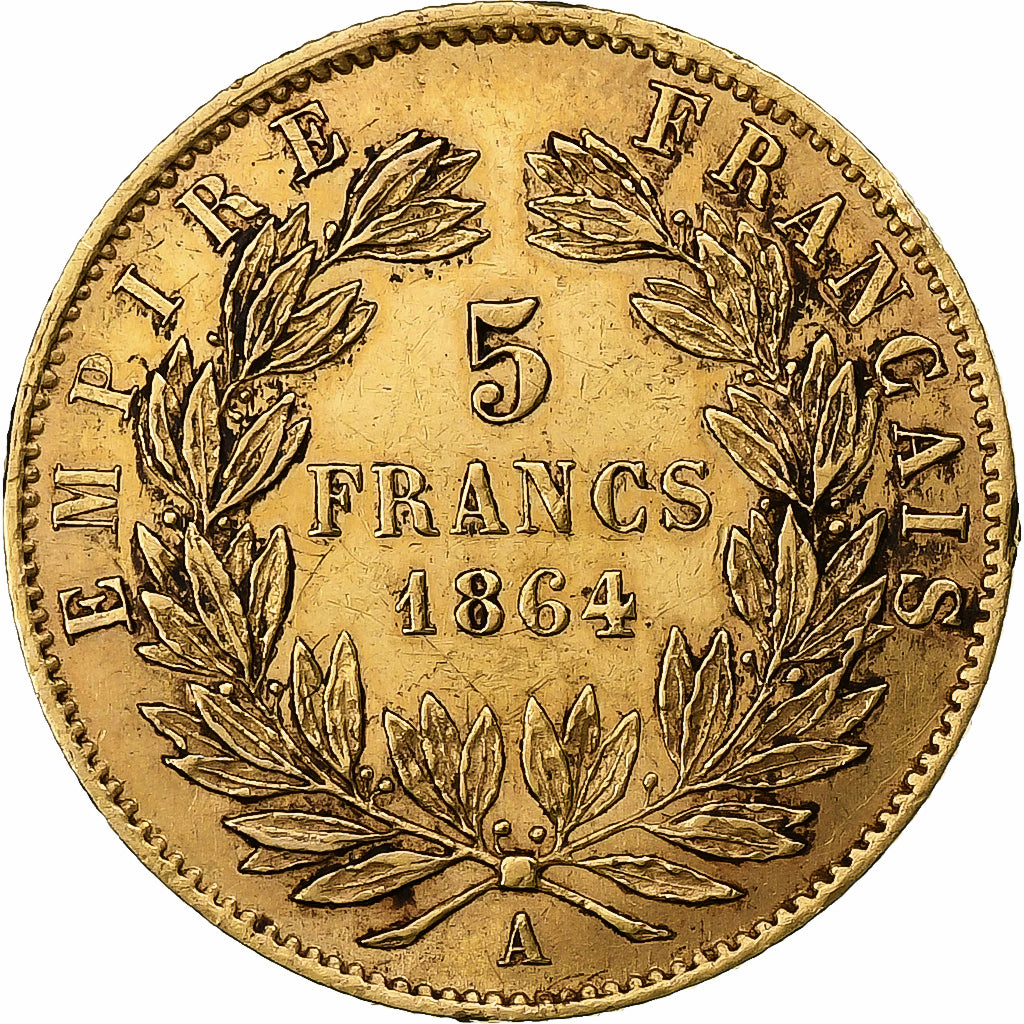 France, Napoléon III, 5 Francs, 1864, Paris, Or, TTB, Gadoury:1002, KM:803.1