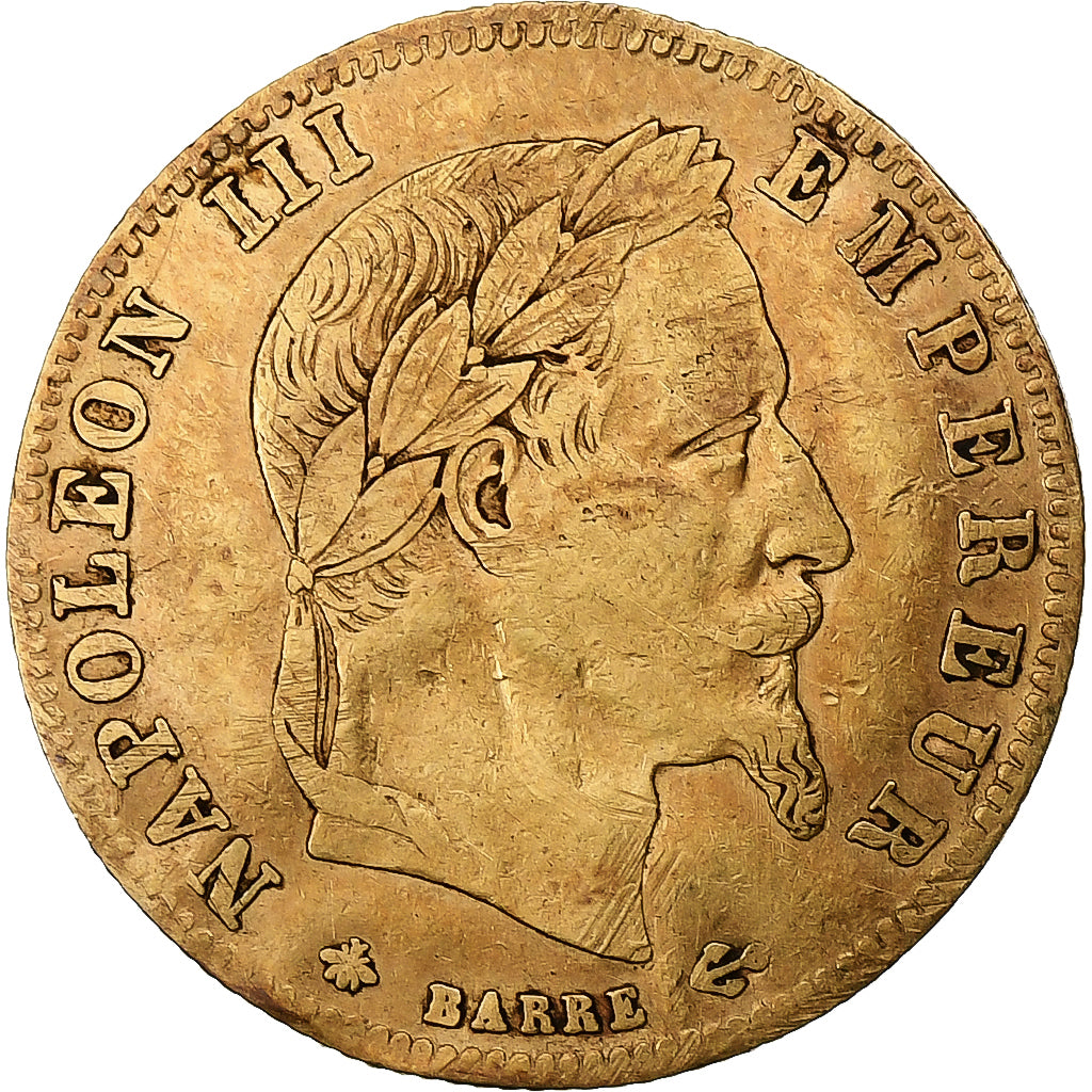 Francia, Napoleon III, 5 Francs, 1864, Paris, Oro, MB+, KM:803.1