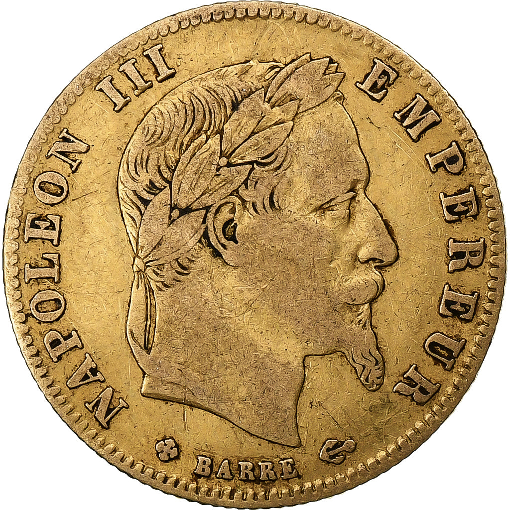 França, Napoleon III, 5 Francs, 1865, Strasbourg, Dourado, VF(30-35)