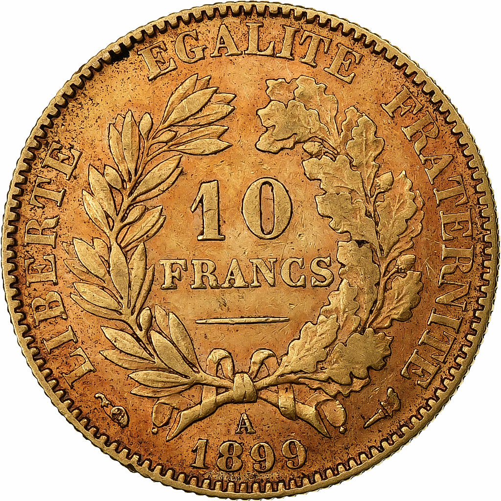 France, 10 Francs, Cérès, 1899, Paris, Gold, AU(50-53), Gadoury:1016, KM:830