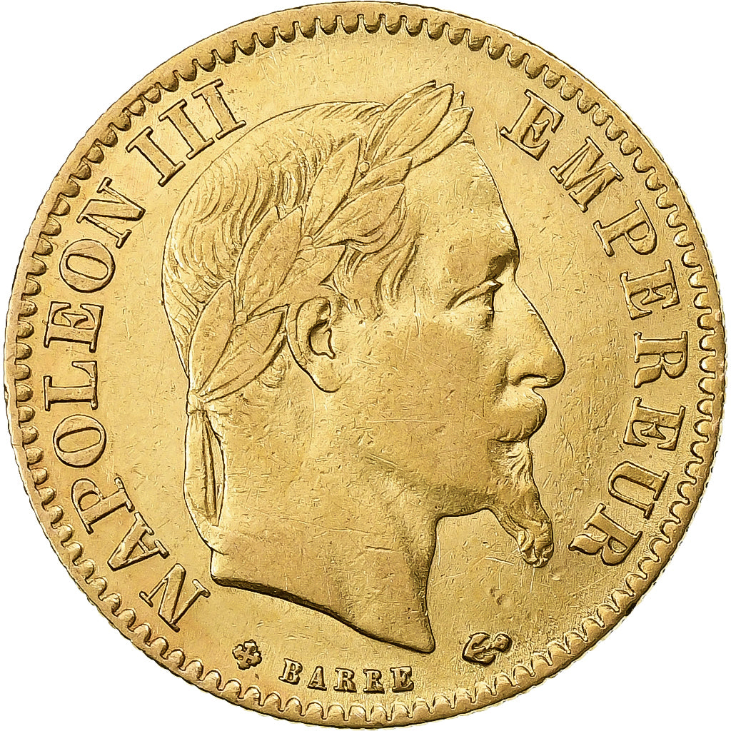Francia, Napoleon III, 10 Francs, 1866, Strasbourg, Oro, MBC+, Gadoury:1015