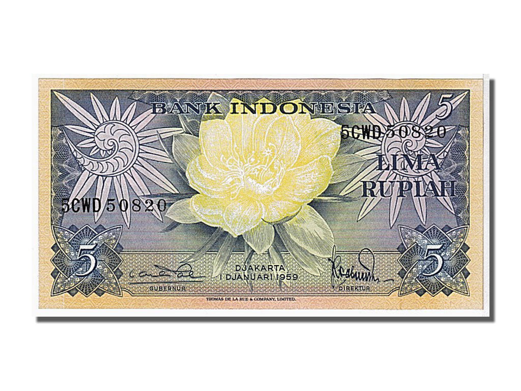 Geldschein, Indonesien, 5 Rupiah, 1959, UNZ