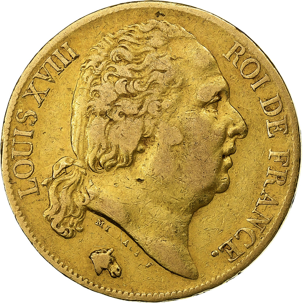 France, Louis XVIII, 20 Francs, 1819, Paris, Or, TB+, Gadoury:1028, KM:712.1