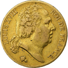 France, Louis XVIII, 20 Francs, 1819, Paris, Or, TB+, Gadoury:1028, KM:712.1