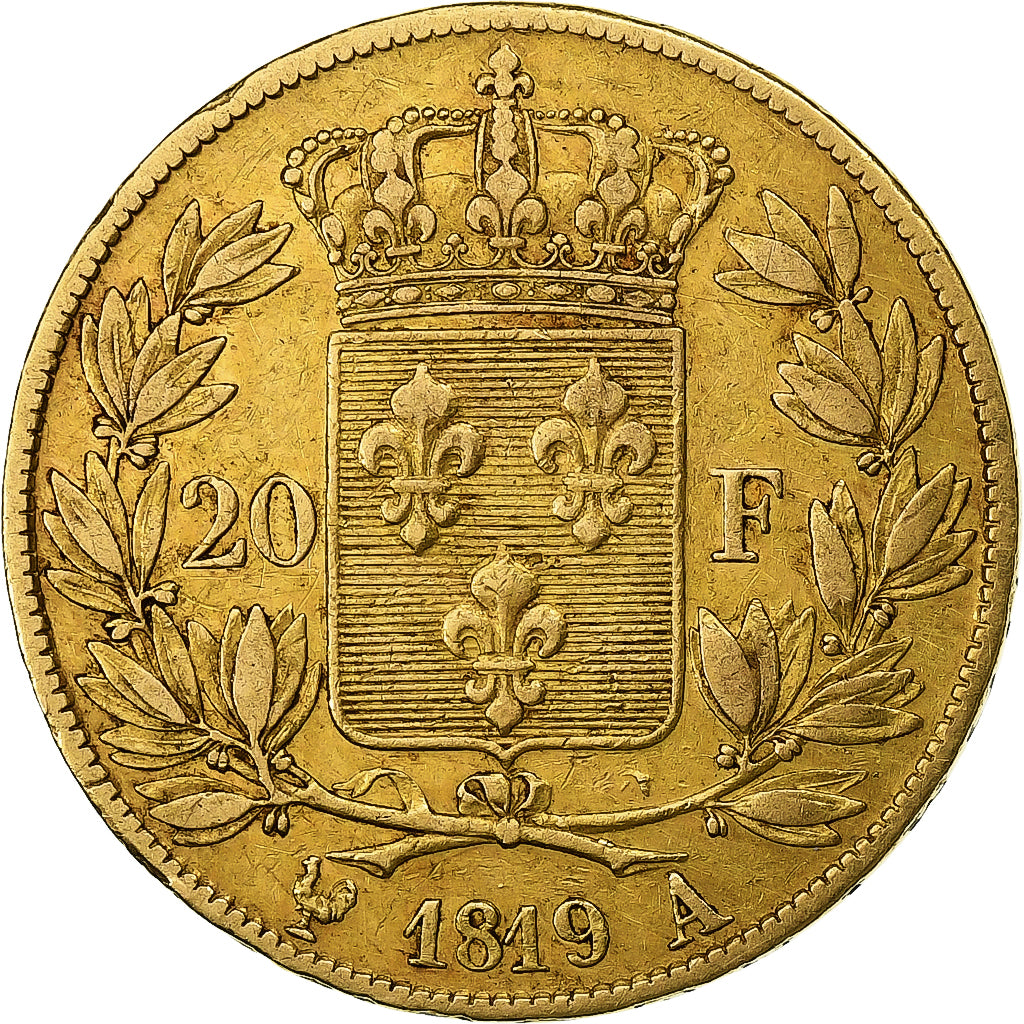 France, Louis XVIII, 20 Francs, 1819, Paris, Or, TB+, Gadoury:1028, KM:712.1