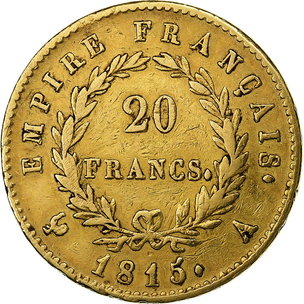 France, Napoleon I, 20 Francs, 1815, Paris, Gold, VF(30-35), Gadoury:1025a