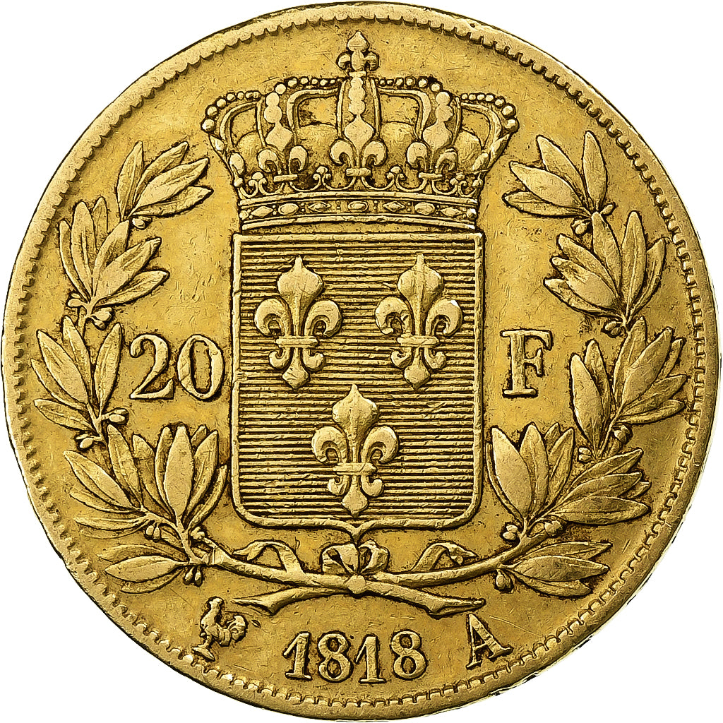 France, Louis XVIII, 20 Francs, 1818, Paris, Or, TTB, Gadoury:1028, KM:712.1