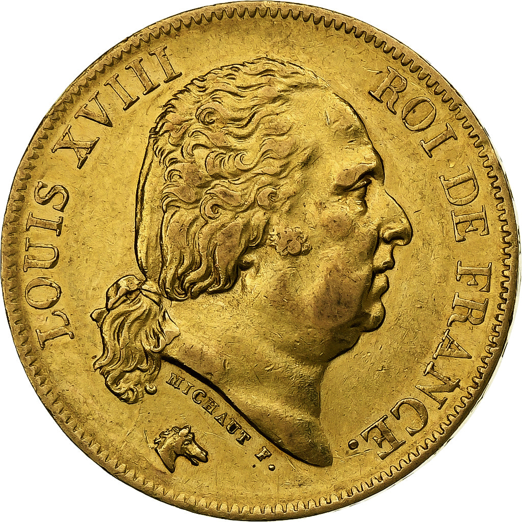 France, Louis XVIII, 40 Francs, 1818, Lille, Or, TTB+, Gadoury:1092, KM:713.6