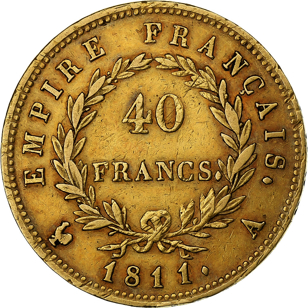 France, 40 Francs, Napoléon I, 1811, Paris, Or, TTB, Gadoury:1084, KM:696.1