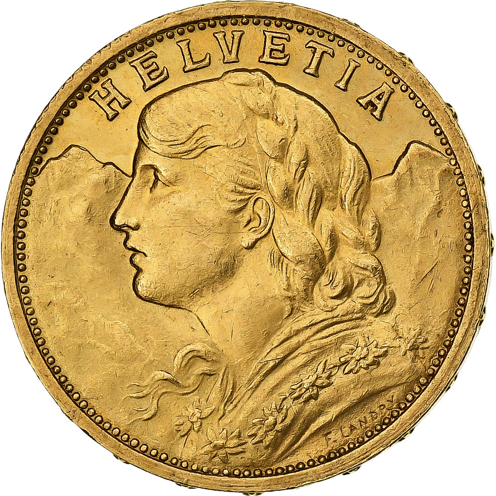 Schweiz, 20 Francs, 1910, Bern, Gold, VZ, KM:35.1