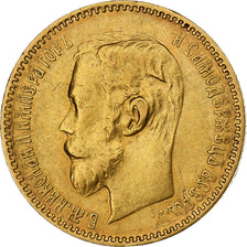 Rússia, Nicholas II, 5 Roubles, 1900, St. Petersburg, Dourado, AU(50-53), KM:62