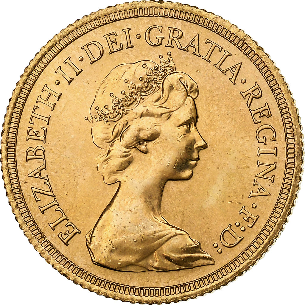Great Britain, Elizabeth II, Sovereign, 1980, Gold, AU(55-58), KM:919