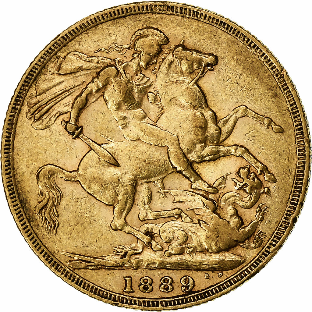 Great Britain, Victoria, Sovereign, 1889, Gold, EF(40-45), KM:767