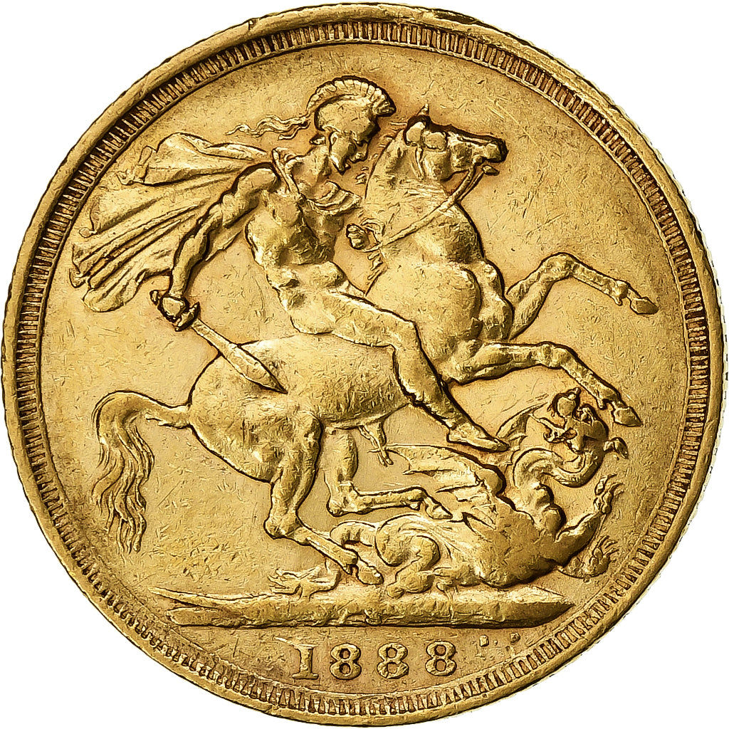 Great Britain, Victoria, Sovereign, 1888, Gold, EF(40-45), KM:767