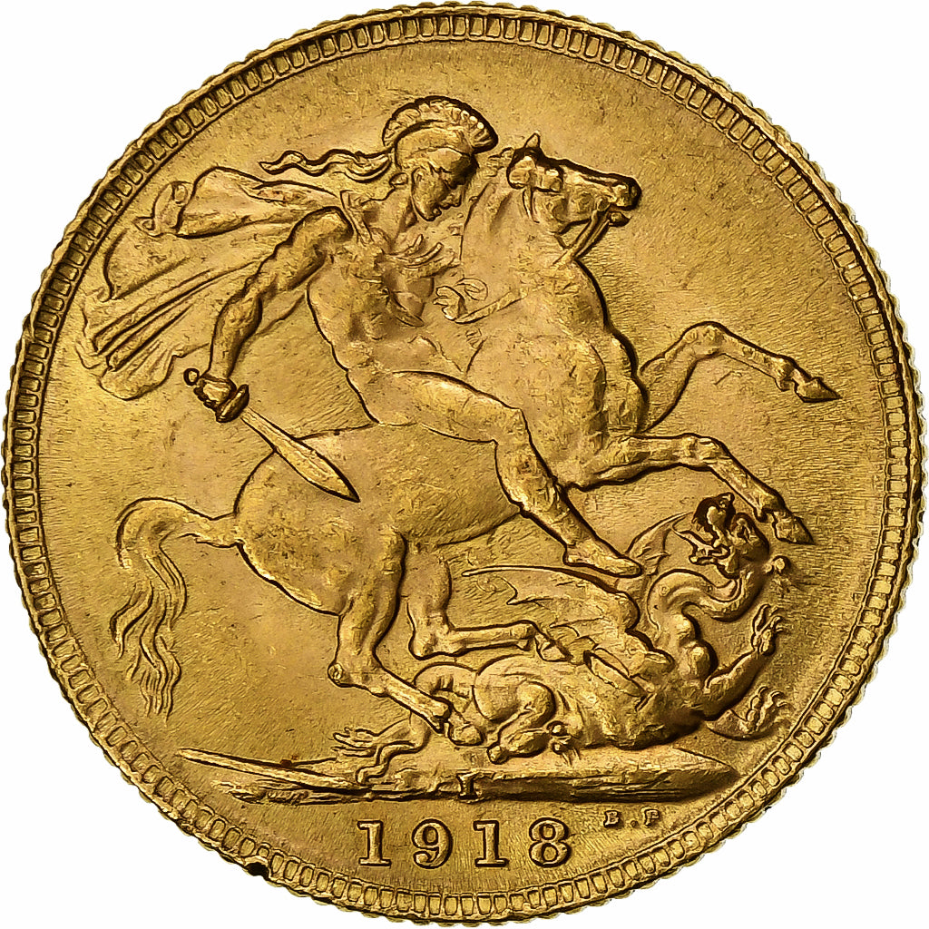 INDIA - BRITANNICA, George V, Sovereign, 1918, Bombay, Oro, SPL-, KM:525A