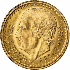 Mexico, 2-1/2 Pesos, 1945, Mexico City, Gold, AU(55-58), KM:463