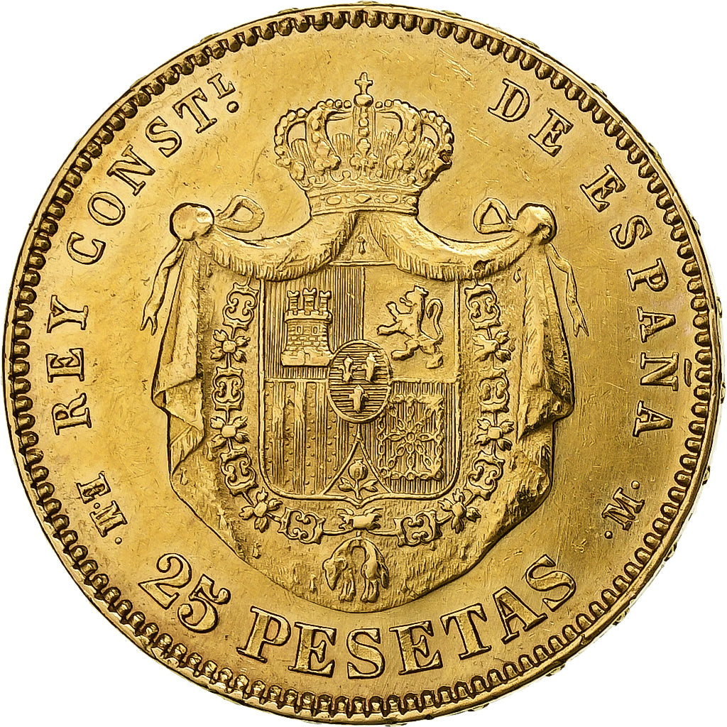Spanien, Alfonso XII, 25 Pesetas, 1878, Madrid, Gold, VZ, KM:673