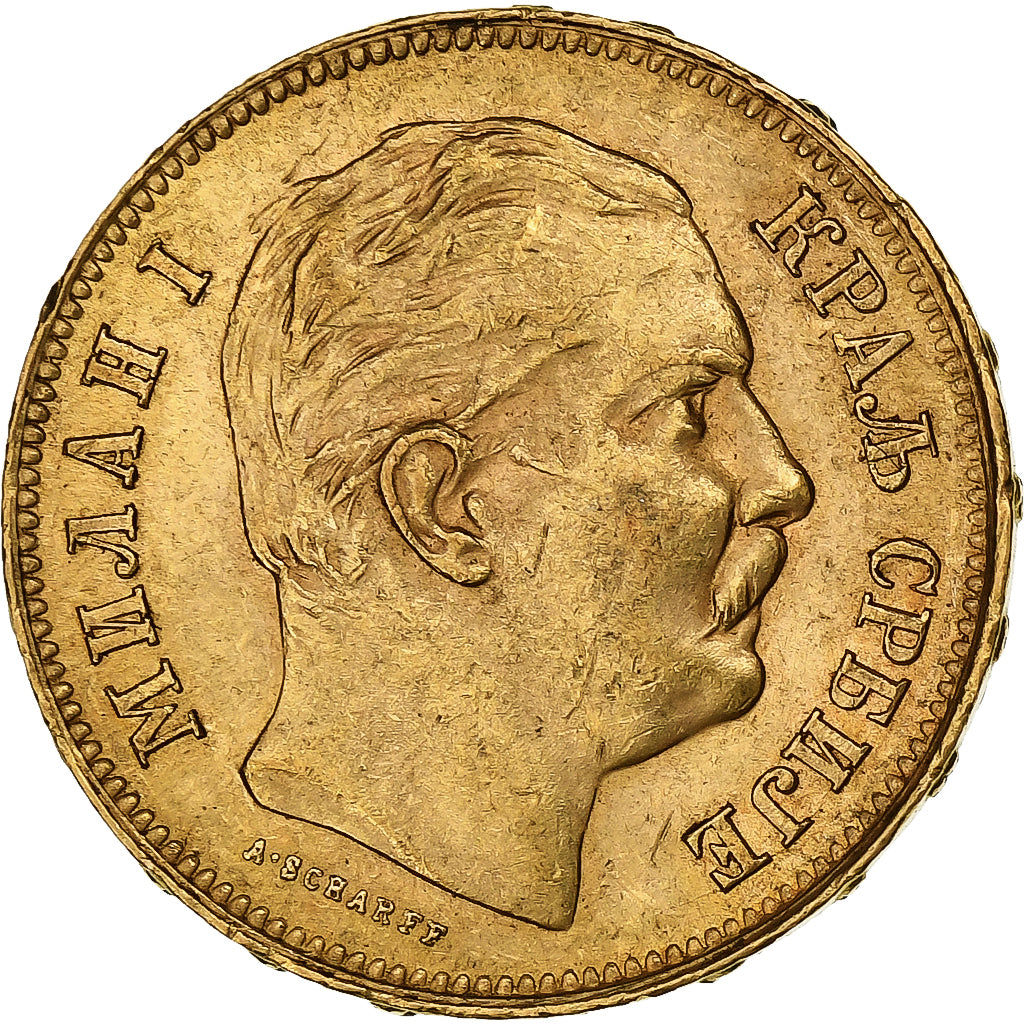Servië, Milan I, 20 Dinara, 1892, Vienne, Goud, PR, KM:17.1