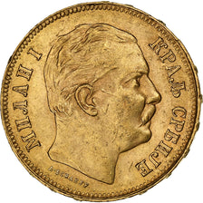 Servië, Milan I, 20 Dinara, 1892, Vienne, Goud, PR, KM:17.1