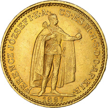 Węgry, Franz Joseph I, 20 Korona, 1897, Kormoczbanya, Złoto, AU(55-58), KM:486