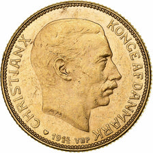 Dania, Christian X, 20 Kroner, 1914, Copenhagen, Złoto, AU(55-58), KM:817.1
