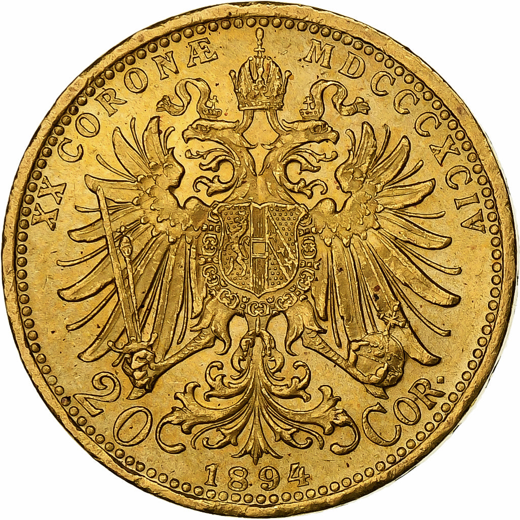 Austria, Franz Joseph I, 20 Corona, 1894, Gold, AU(50-53), KM:2806