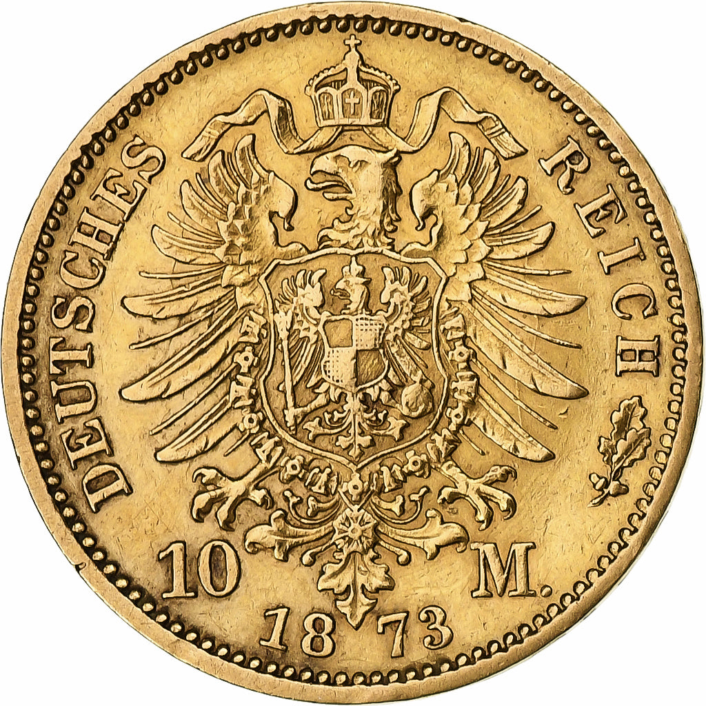 German States, PRUSSIA, Wilhelm I, 10 Mark, 1873, Berlin, Gold, VF(30-35)